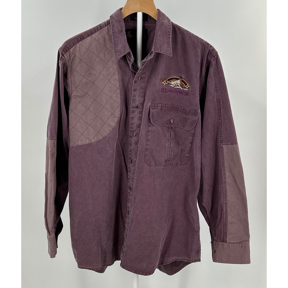 Vintage Browning Faded Purple Shooting Shirt Pheasant Hunting Quilted Outdoors L